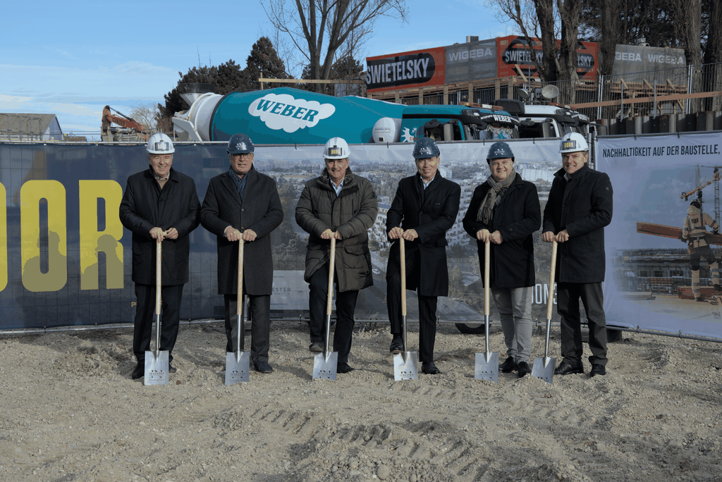 vlnr: Alfred Vandrovec (Porr), Franz A. Kollitsch (Invester UB), Ernst Nevrivry (BV), Erwin Krause (Invester UB), Martin Vabitsch (Invester UB) und Martin Piribauer (Porr) © Invester United Benefits, Jasmin Kollitsch
