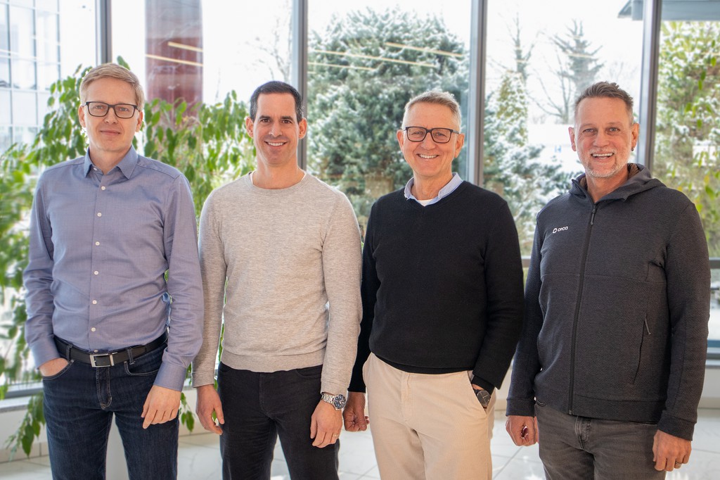 Gemeinsam für vernetzte Softwarelösungen im Bauwesen – das Führungsteam der Orca
Group: (v.l.n.r.) Jörg Dersch (CPO), Matthias Werner (CFO), Manfred Scholz (CEO), Christian
Menk (CTPO) © ORCA Software GmbH
