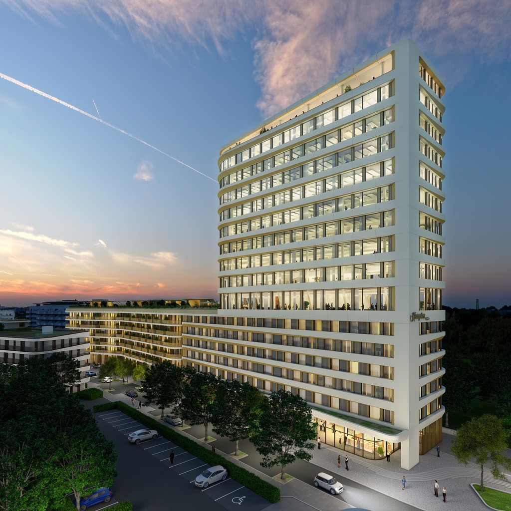 In der Quartiersentwicklung Baumkirchen-Mitte steht auch das Hochhaus Neo. © CA Immo