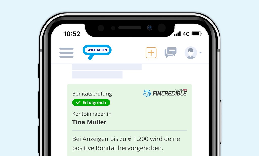 Auf Willhaben kann der FINcredible -Bonitätscheck durchgeführt werden. © willhaben