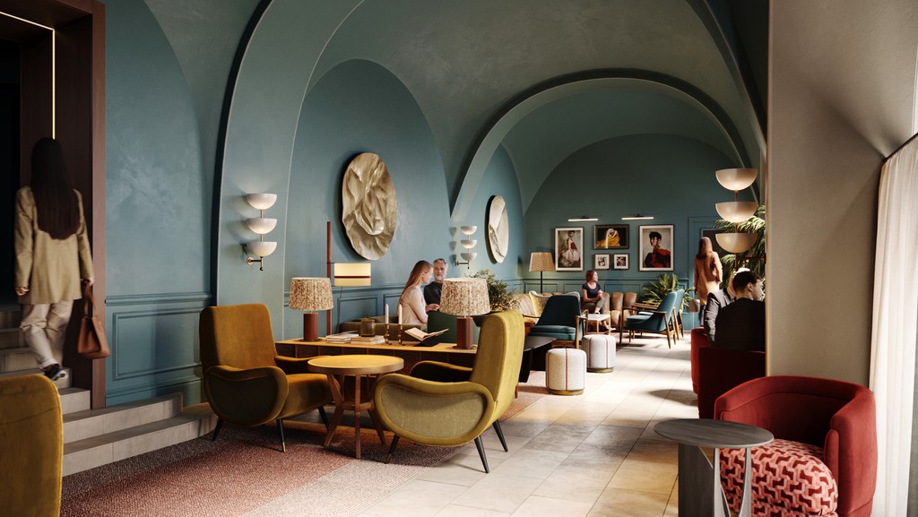 So wird die Lounge des dann wiedereröffneten Radisson Blu Das Triest Wien aussehen. © Radisson Hotel Group