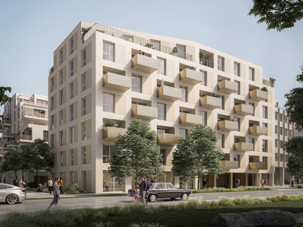 Visualisierung des Wohngebäudes „Eybnerstraße | Leben im Grünen“ in St. Pölten. © NID